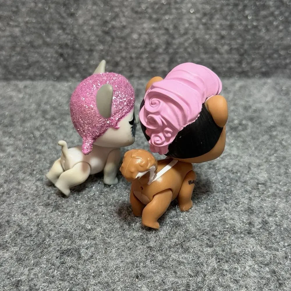 MGA LOL Surprise Dog & Cat Lot Of 2 Mini Toy Figures Loose 2016 Glittery Rare